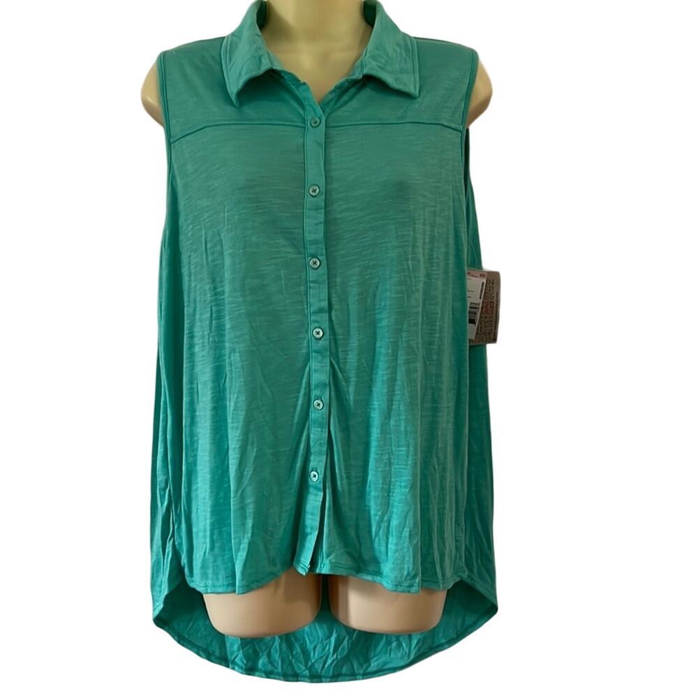 Canyon River Blues CRB Size L Aqua Knit Tunic Blouse NWT Summer